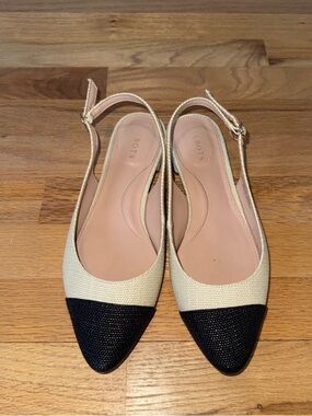 Talbots Nude and Black Slingback Heels